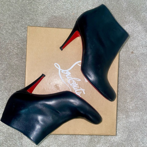 Christian Louboutin Size 41 Black Belle 85 Calf Booties - Picture 1 of 7